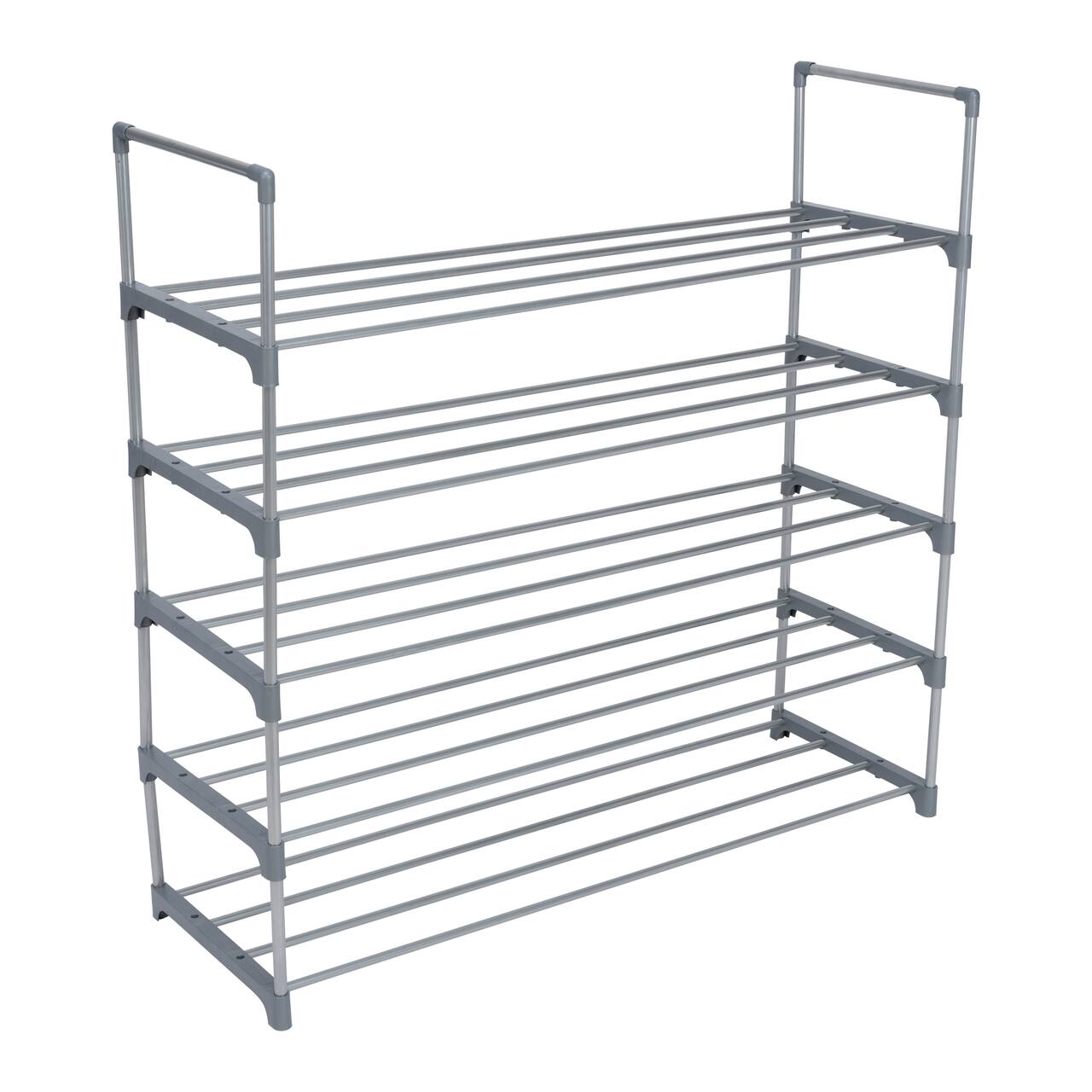 Simplify Gray 5-Tier Stackable Shoe Rack